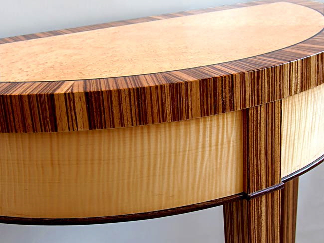 zebrawood birdseye maple table
